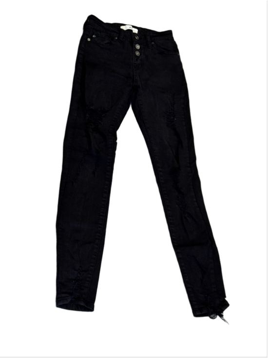 KanCan Denim - KanCan Black Distressed Button Fly Skinny Ankle Jeans Estilo #KC6192BK Cut 34